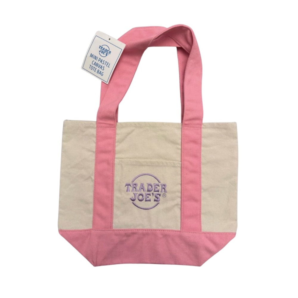 Pink and Cream Canvas Tote Bag